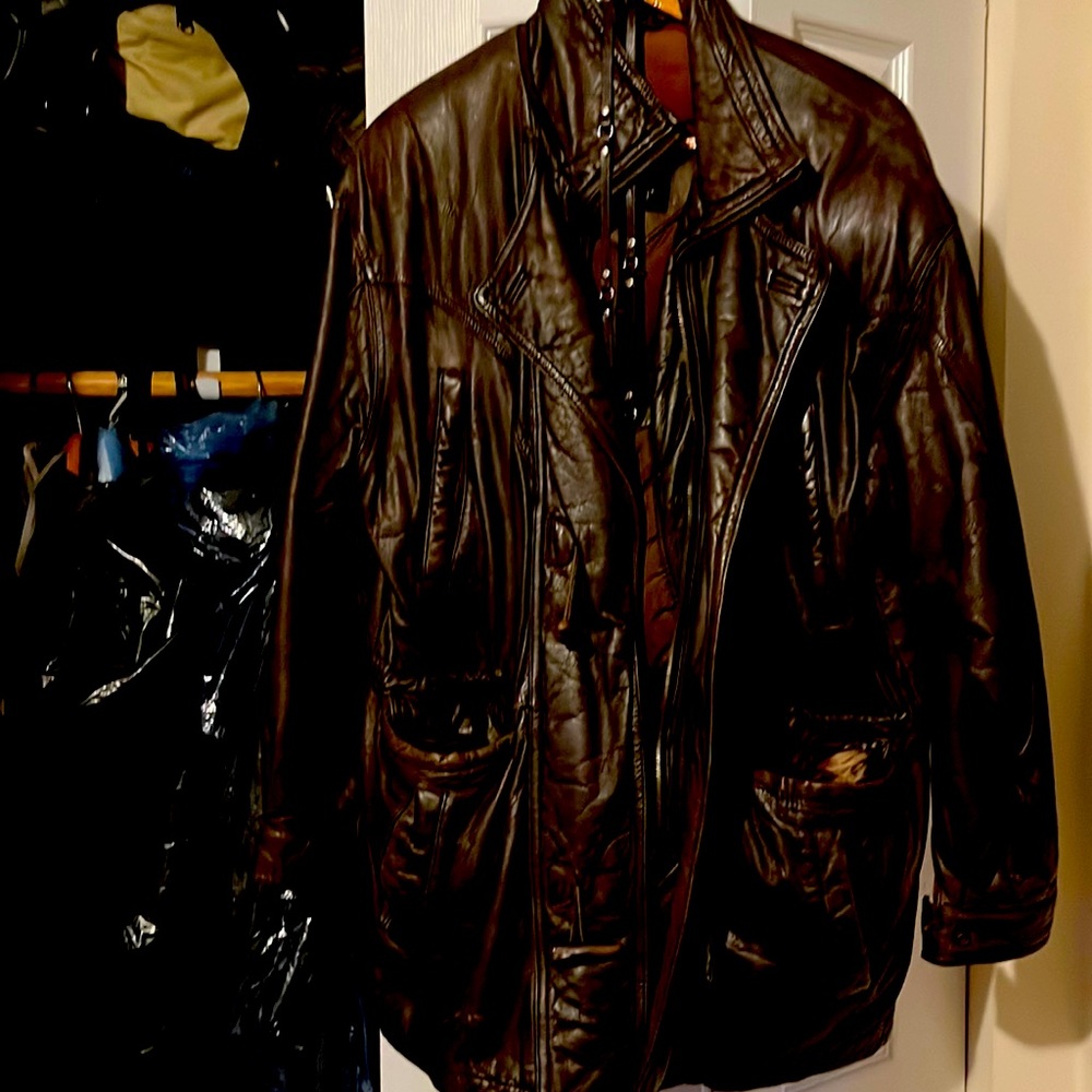 Italien design leather coat imported